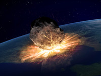 <p>It is believed that dinosaur extinction was part of a mass extinction brought about by two massive destructive events. The first of these was the collision with the Earth of a meteorite landing in what is now the Yucatan Peninsula, of Mexico. This was followed by an enormous volcanic eruption which split what is now India in half.</p>